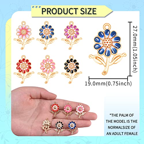 Mesarch 30Pieces Kc Gold Enamel Sunflower Charms Pendant Alloy Sunflower Charms Bead Pendant Daisy Flower Charms For Diy Jewelry Making Necklace Bracelet Earrings #TOP1