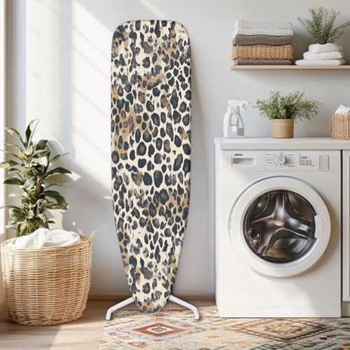 Image of Ironing Board Cover 15x54 Inch- Standard Cotton Cover with Strong Elastic Edge & Stain Resistant Surface (Leopard-Print, 15 inch x 54 inch)