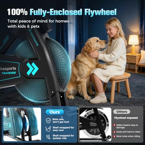 Image of Magnetic Exercise Bike for Home with App & Fully-Enclosed Flywheel | Heavy-Duty, Quiet Indoor Upright Bike, 350LBS Weight Capacity, Comfortable Seat Cushion, Silent Belt Drive