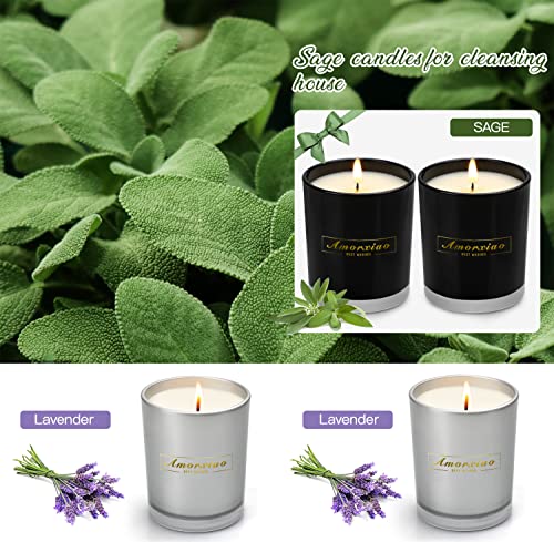 4 Pack Candles, Strong Scented Candles For Home | Sage & Lavender Candle 4×5.6 Oz 200 Hour Burn, All Natural Soy Candles, Non Toxic Candles, Aromatherapy Candle Christmas Gifts For Women #TOP1