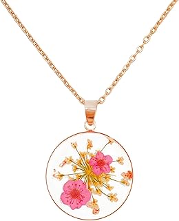 For Women Real Flower Necklace Forget-Me-Not Pressed Wildflower Necklace Handmade Unique Resin Pressed Flower Personalized Handmade Jewelry Fit for Parties Or Gifting