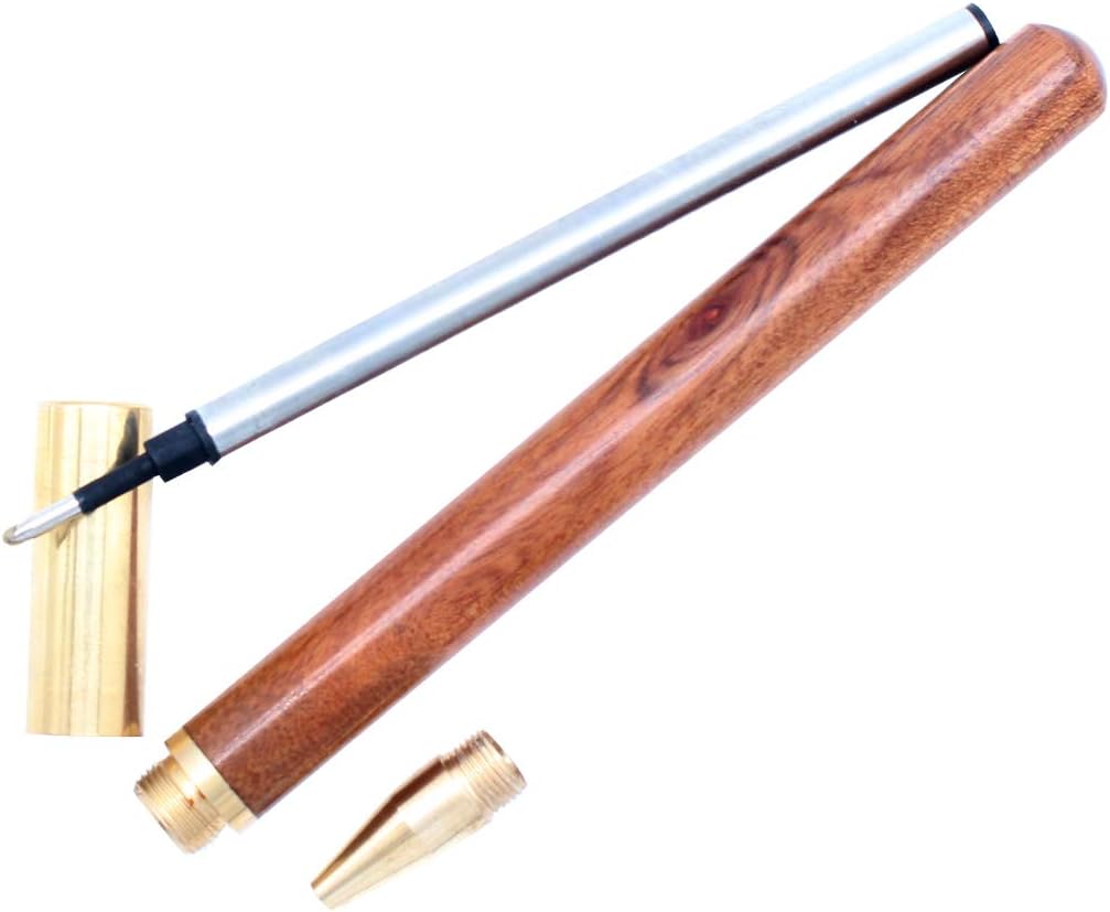 Gullor Handcrafted Brass Wood Rollerball Pen, Signature Liguid Ink Roller Pen for Office Business Gift Pen, Red Wood image 5