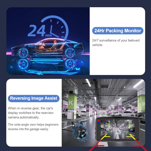 Dash Cam Front and Rear Camera, Lnkful 1080P Dual Dashcams for Cars with 64GB Card, Car Dashboard Camera with 3'' IPS Screen with Night Vision, G-Sensor, WDR, Loop Recording, Parking Monitor by Lnkful - Image 2