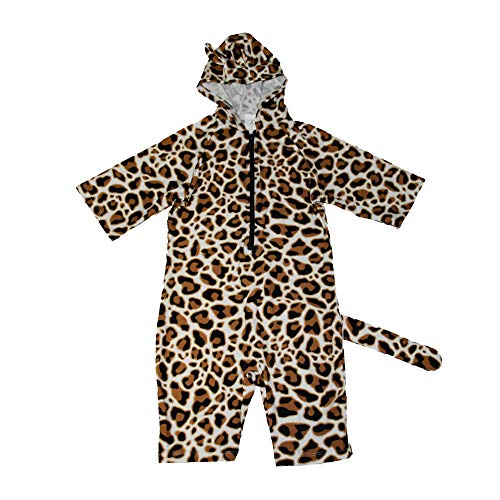 Aschlop Baby Girl UPF50+ Sunsuit Kids UV Sun Protection L/S One-Piece Leopard Print Zipper Swimsuit(White,24-36M)