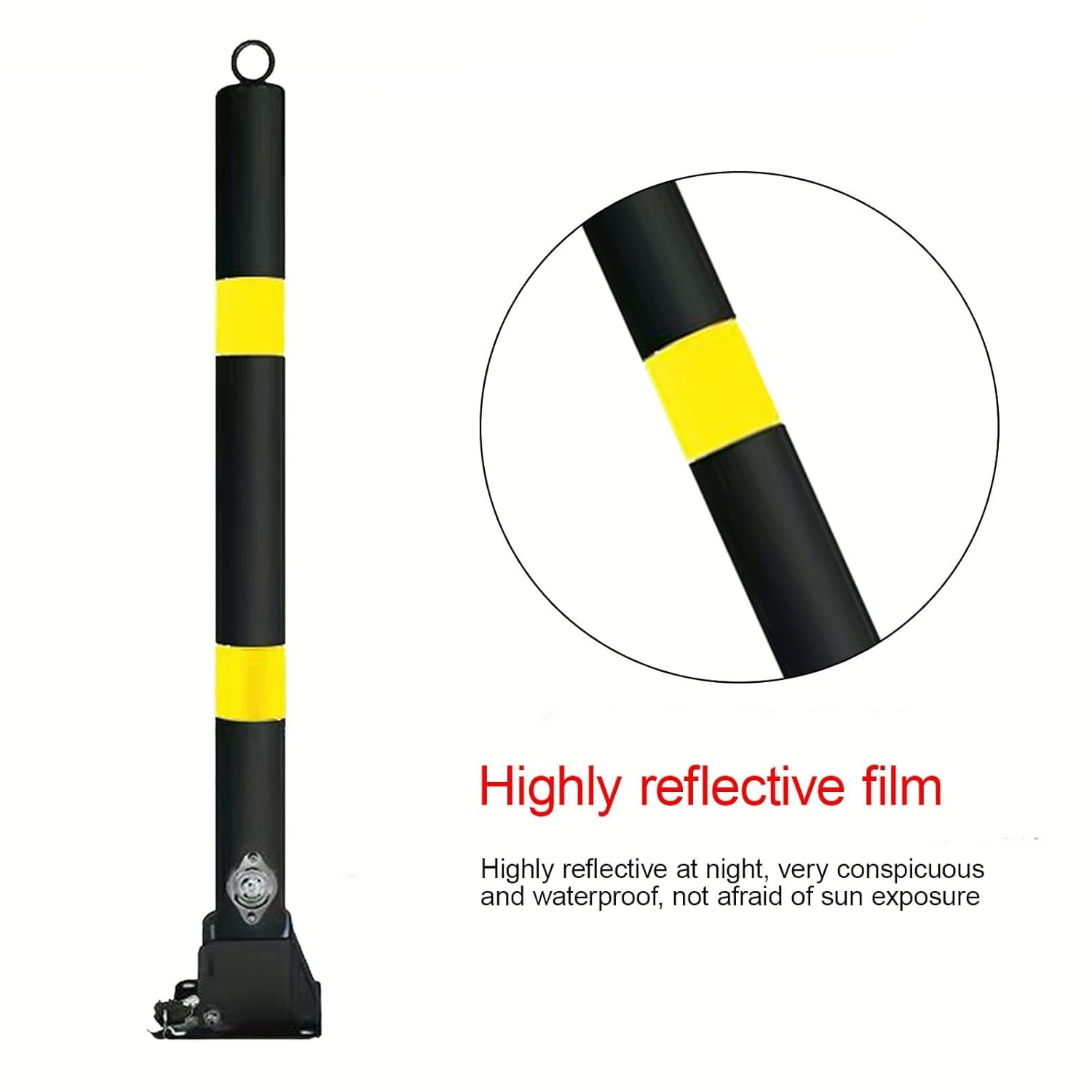 Borne de sécurité réfléchissante en métal - Balise de signalisation avec Anneau de Suspension - Lot de 2 - Idéale pour la Construction de parkings et de Routes (Noir)