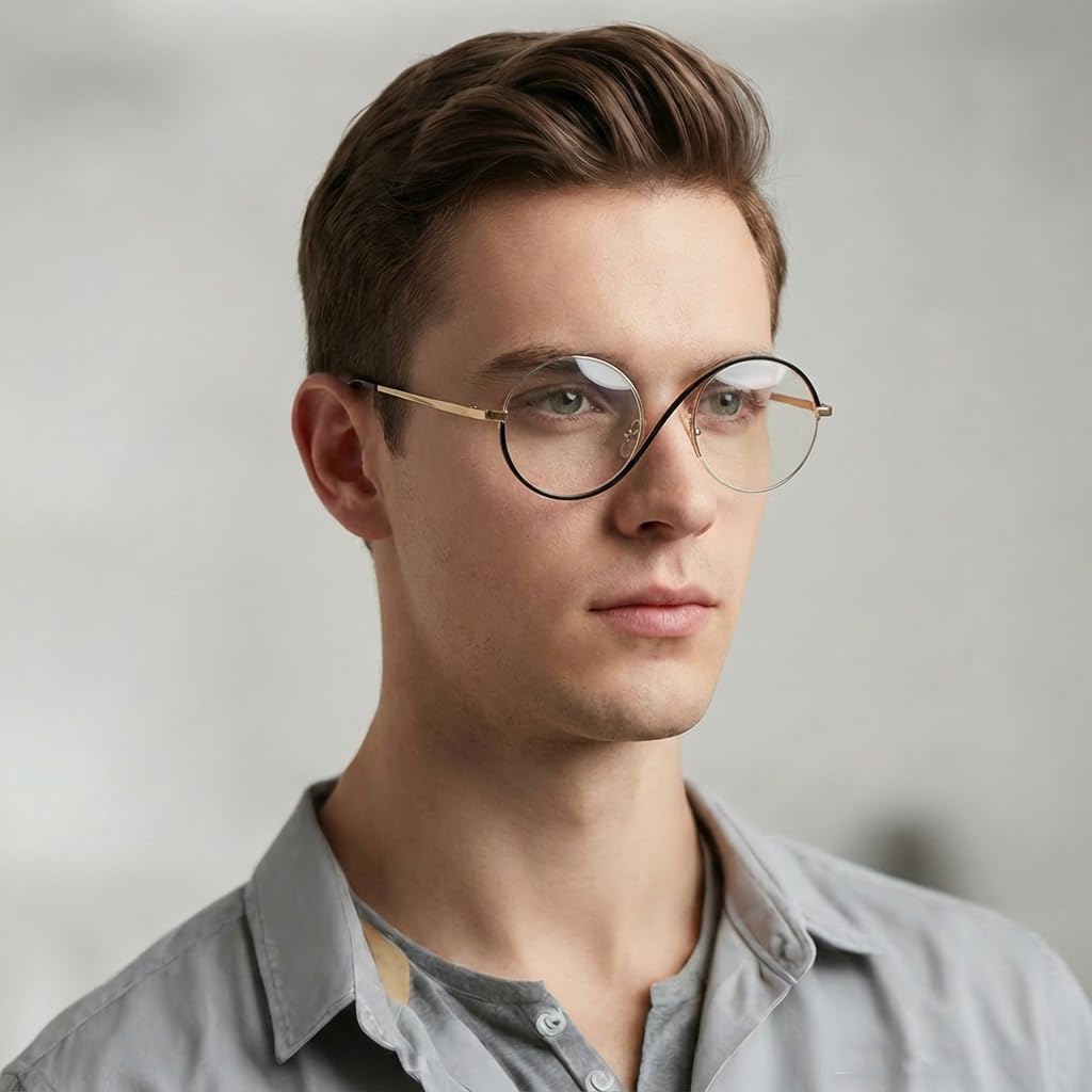 Round Reading Glasses for Women Men with Spring Hinge Multicolor Metal Frame Blue Light Blocking Womens Readers