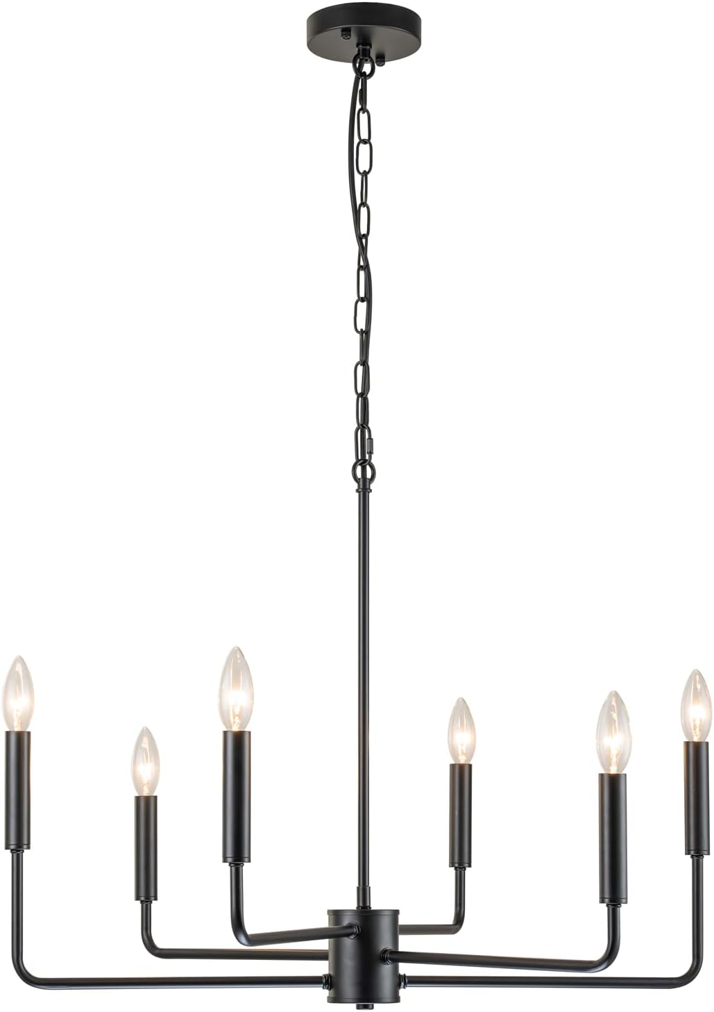SineRise Black Chandelier, 6Light Modern Farmhouse Chandelier, Candle