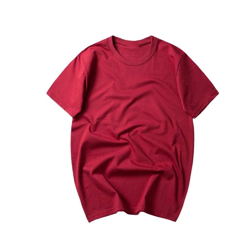 3 unidades/lote básico camisetas para hombre, camisetas de verano de algodón, cortas y cómodas, camisetas para hombre, de secado rápido, sólidas y sencillas, rosso, L