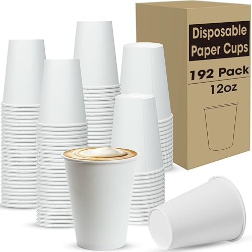 Miniatura 7 de PANSUN Selected Paquete de 192 Tazas de café tazas de café desechables de papel de 12 onzas tazas de café caliente Kraft  Tazas gruesas sin
