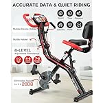 pooboo Folding Exercise Bike, Foldable Upright Stationary Bike, Indoor Cycling Magnetic X-Bike with 8-Level Adjustable Resistance, 6.6 LBS Flywheel, 300LB Capacity, Bottle Holder & Back Support Cushion for Home Gym - Image 4