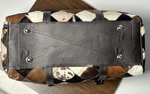 Cowhide Extra Large Duffel Bag, Tricolor Cowhide Bag Travel Bag Gym Bag Weekender Overnight Bag Premium Quality3