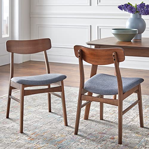 Solid Wood Wave Dining Chair (Set of 2) Brown Mid-Century