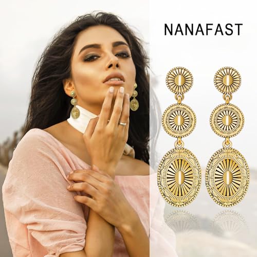 Vintage Western Earrings for Women Boho Vintage Silver/Gold Turquoise Earrings for Women Western Statement Jewelry for Country Concert Outfits2