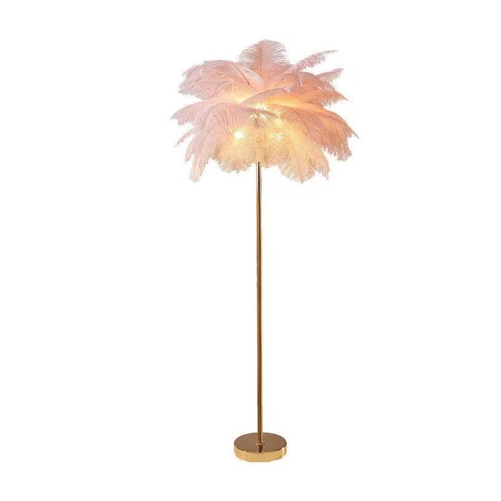 BNZCZY Feather Floor Lamp,led Floor Lamps for Living Room,Simple Decorative Lighting Fixtures,Three Color Adjustable,for Living Rooms, Study Rooms, Bedrooms,and Offices(Color:Pink)