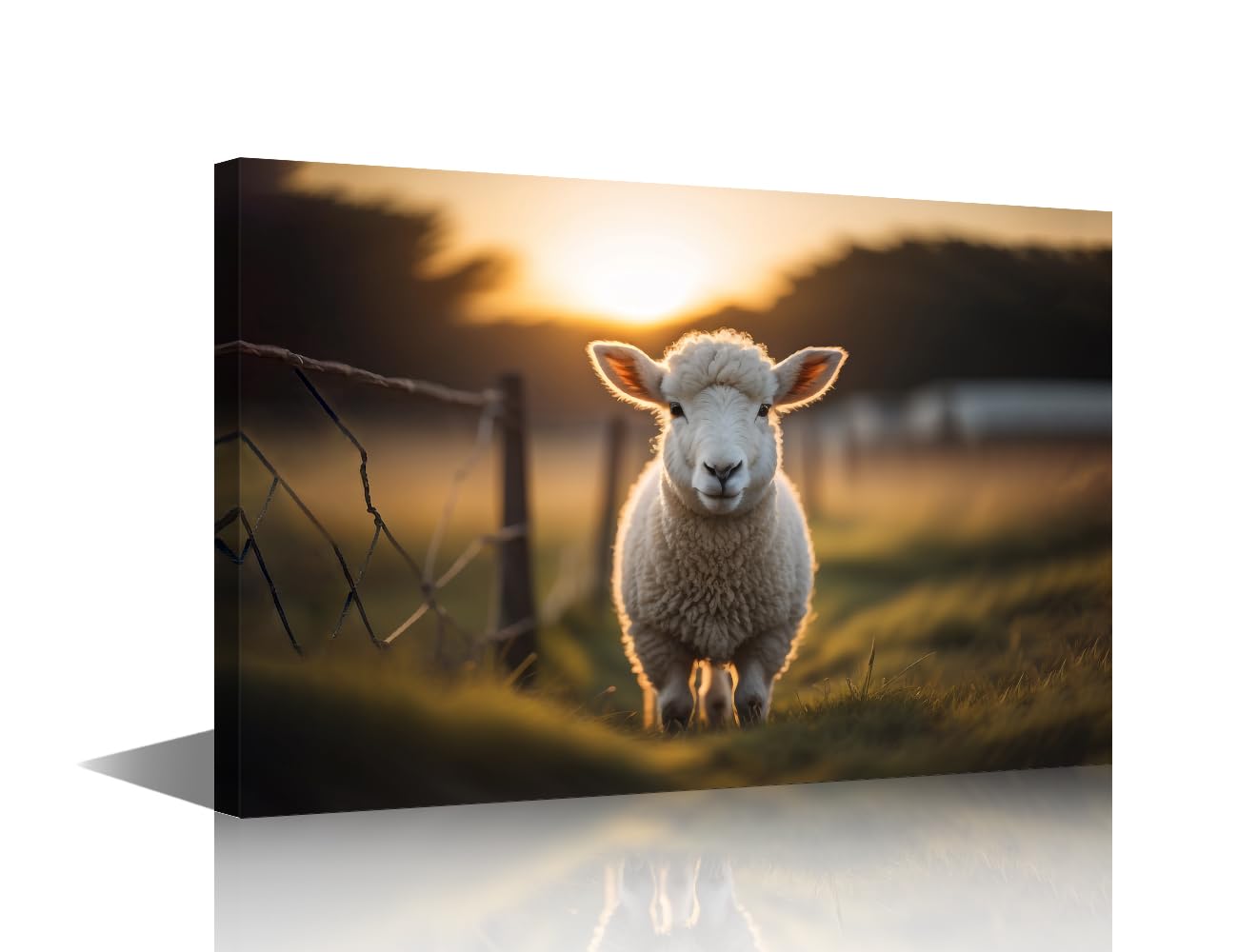 TISHIRON Canvas Wall Art for Living Room Animals Modern Home Decor Sheep HD Printed Posters Artwork for Bedroom Office Lamb Wall Art Painting Bathroom Pictures Ready to Hang, 16" Wx24 H โ image 1