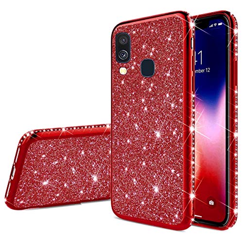Nadoli Bling Coque pour Galaxy A70e,Luxe Élégant Très Mince Brillant Doux Diamant Placage Cadre Paillette Strass Silicone Housse Étui de Protection pour Samsung Galaxy A70e