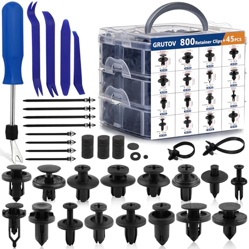 Image of Car Push Retainer Clips Automotive Screws Auto Body 845Pcs Fastener Push Pins Kit Set Panel Bumper Clips with 10 Cable Ties Fastener Remover for GM Ford Toyota Honda Chrysler Acura Blue
