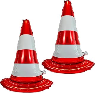 Atpata Funky 35inch 3D Traffic Safety Cones Foil Balloons ? Self-Standing Decorations for Emergency Vehicles, Construction... Price In India