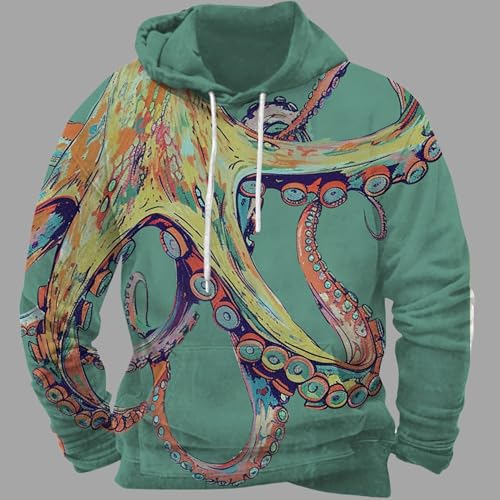 Vintage Japanese Hoodie for Men Octopus Print Long Sleeve Lightweight Sweatshirt Retro Graphic Dragon Hoodie Pullover2