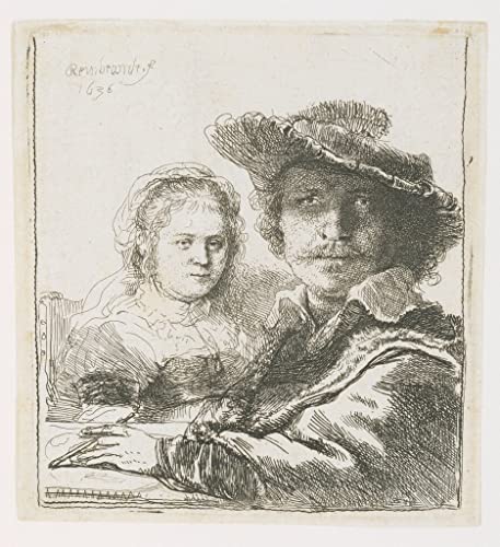 Impression d'art haut de gamme Rembrandt et sa femme Saskia | Affiche vintage 60x90cm