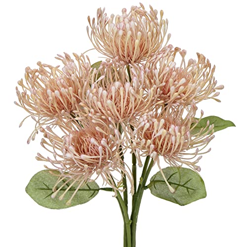 Image of Briful 6PCS Chrysanthemum Artificial Flowers 4'' Fake Spider Mums Spring Flowers Large Faux Pincushion Flowers for Home Vase Table Centerpiece Wedding Bouquet (Pink)