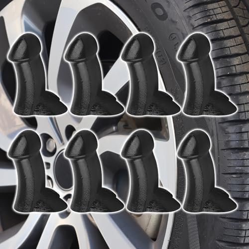 Penis Valve Stem Covers Pencil Tire Valve Stem Caps Funny Valve Stem Covers Suitable for Cars Trucks Bike Motor Pranks for Adults Gifts for Friends&Coworkers(8PCSBlack)