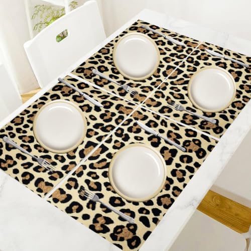 Sets de table beige léopard lavables pour protéger la table de cuisine - 6