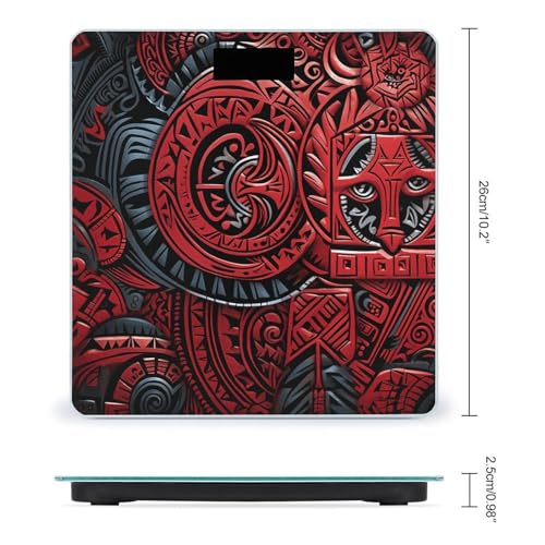 Báscula digital slim con patrón tribal rojo miniatura 2
