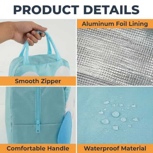 Image of Zibuyu Blue Penguin Lunch Bag, 4L Thermal Leakproof Tiffin Pouch for School