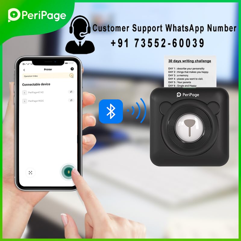 Image of PeriPeri PeriPage A6 Mini Thermal Printer (1Year Warranty) Inkless Bluetooth Pocket Printer for Print Picture List Memo Tags Barcode Receipt Labels. (Black)