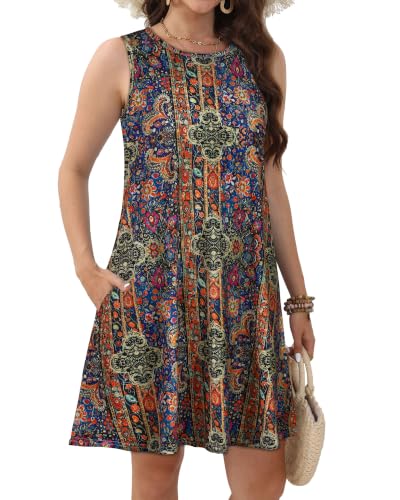 Image of JOLIGAL Womens Summer Dresses Casual Sleeveless Tshirt Sundress Beach Cover Up with Pockets Loose Tank Dress 2026