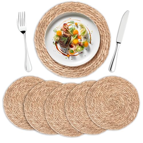 Round Woven Placemats Set of 6 | Handmade Natural...