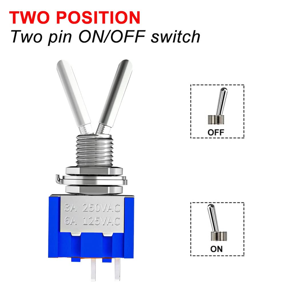 Lot De 10 Mini Interrupteurs à Bascule étanches MTS-102 - SPST/SPDT 2/3 Broches - 6A 125V AC - Avec Capuchons De Protection