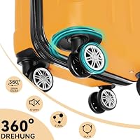 BEIBYE Reisekoffer L 66 cm – Hartschalenkoffer aus ABS mit Doppelrollen für Urlaubsreisen, Orangen – Ansicht 7
