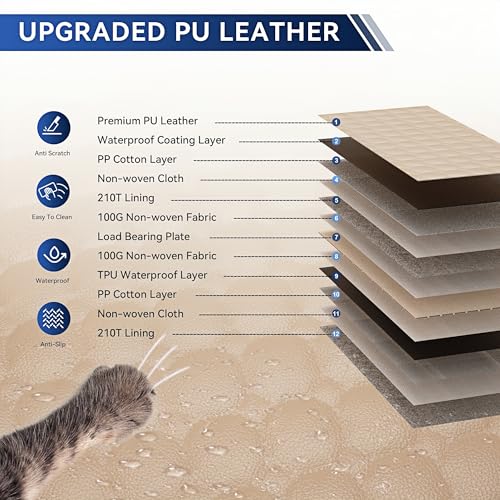 Ucolofun PU Leather Back Seat Extender for Dogs, Dog Car Seat Cover for Back Seat with Hard Bottom, 400LBs Support, Dog Hammock for Car SUV and Small Trucks — view 6