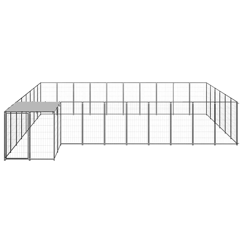 Cane cucciolo nero 19,36 m², robusto acciaio verniciato a polvere, 440 x 550 x 110 cm, grande recinto esterno per cane e cucciolo con tetto in polietilene