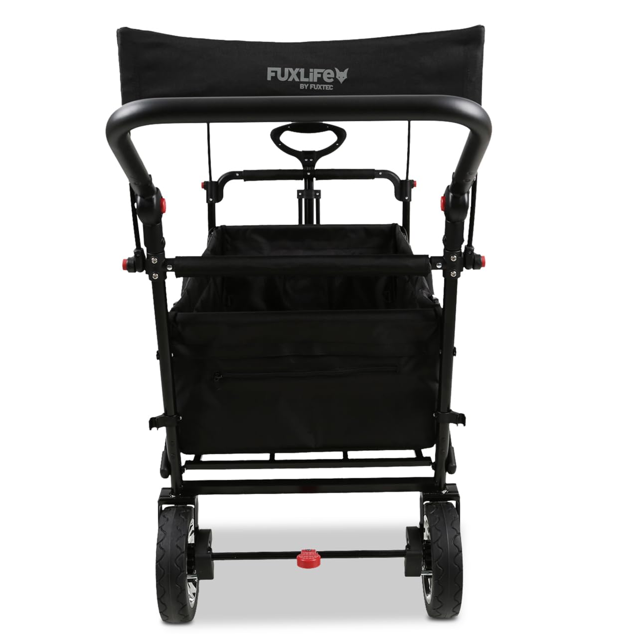 Bollerwagen faltbar FX-CT700 Schwarz • klappbarer Handwagen für Ausflug & Alltag • gepolsterter Sitzbereich • Bremsen • höhenverstellbarer Griff • platzsparender Faltbollerwagen