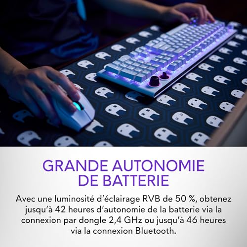 Alienware AW920K Clavier Gaming Sans Fil Trimode QWERTY Cherry MX touches PBT durables rétroéclairage AlienFX RVB 16 8 couleurs autonomie 110 h Lunar - vue 2