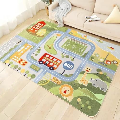 カーペット ラグ キッズ プレイマット ロードマップ 100*150cm 道路 赤ちゃん 大判 教育玩具 早期教育 大きいサイズ 子供用 ベビー 遊びマット 抗菌 防汚 ずれない 保温性 プレゼント 耐磨耗性 柔軟 防音 色 水洗い 家庭用 子供部屋 カラ
