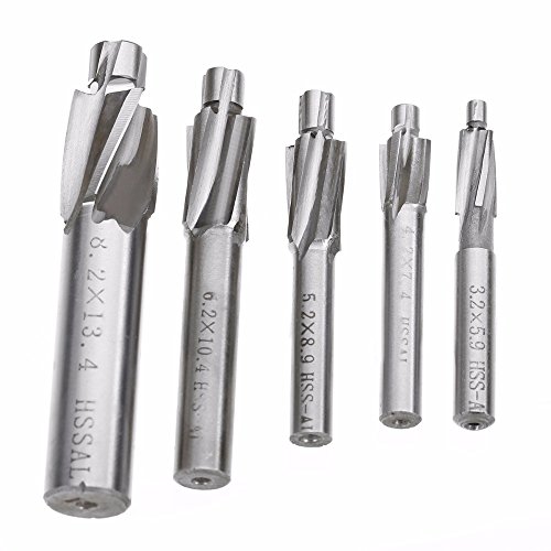 5Pcs/set 4 Flute Countersink Drill Bit Sets HSS Countersink End Milling Cutter M3