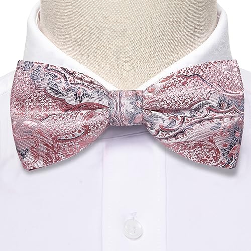 Image of YOHOWA Mens Bow Tie Set Paisley Coloful Pre-tied Bowties Adjustable with Handkerchief Cufflinks Wedding Prom Party