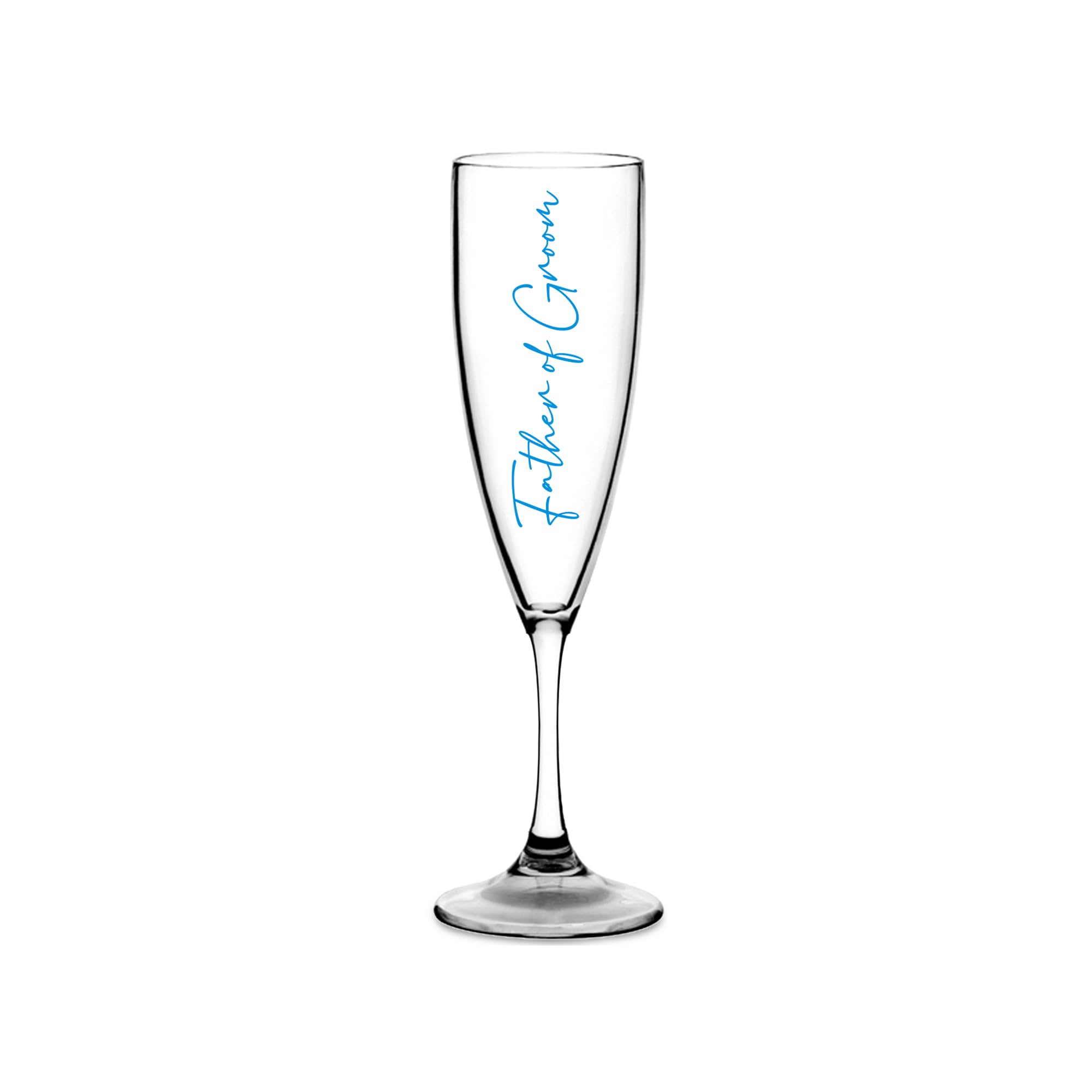 Print Maniacs Champagne Premium Clear Flute Glass Bride Groom Mr Mrs Wedding Maid Honour Wine Cocktail Prosecco Celebrations Gift (Blue, Father of Groom)