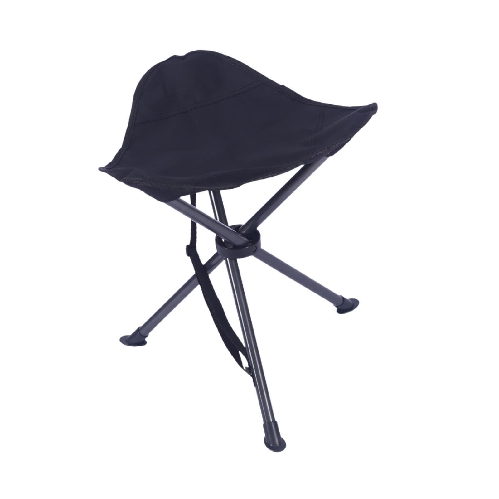 Yiju Folding Tripod Stool Camping Stool Travel Chairs Lightweight Triangle Chair with Shoulder Strap for Patio Beach Hiking Garden, Black