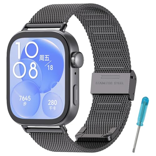 MIJOBS Correa Metalica Compatible con Huawei Watch Fit 3 & 4 & 4Pro Reloj, Pulsera Metálica de Acero Inoxidable Pulseras Ajustable Accesorios Correas Relojes