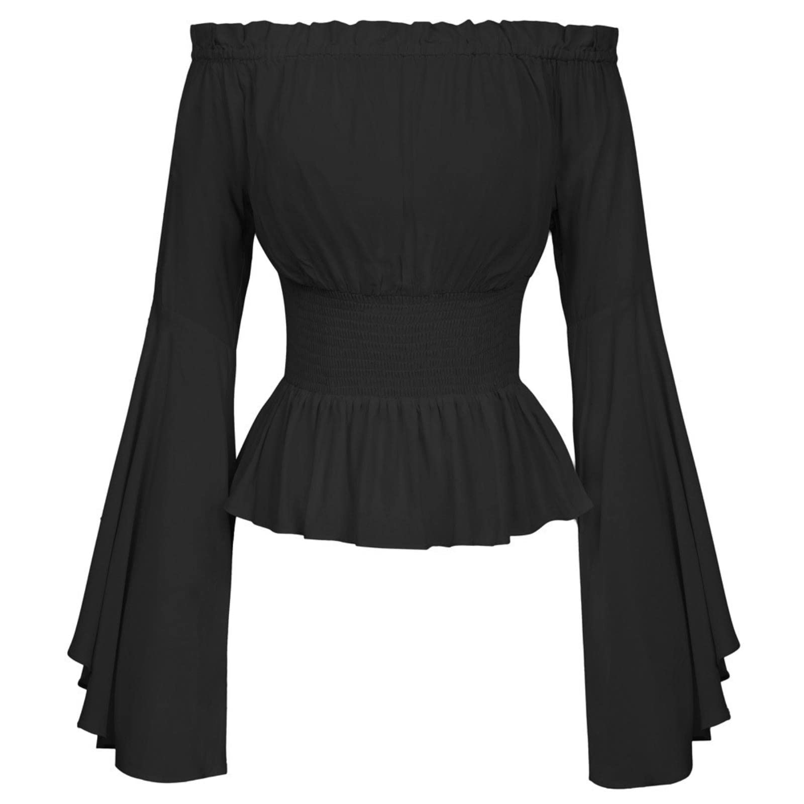 Camicia Pirata Donna Con Volant E Maniche A Campana: Top Gotico Steampunk Per Cosplay, Carnevale, Halloween O Feste Medievali