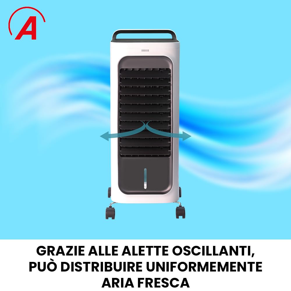 Ardes TAO Circulateur d’Air 80W 2 en 1 avec Oscillation Automatique, 3 Vitesses, 2 Niveaux de Chaleur, mando, Écran LED, Réservoir 5 L et Filtre Anti-Poussière