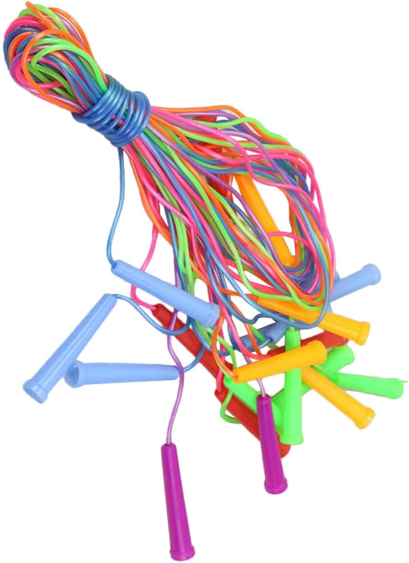 HANABASS 10Pcs PVC Jump Ropes with Plastic Handles Portable Fitness Skipping Ropes for Play and Early Learning Activities Random Colors for Home and Sports Training