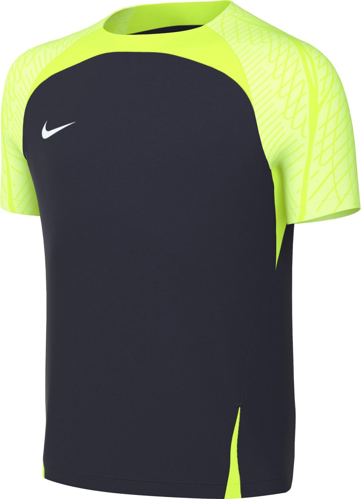 NIKE Unisex Kid's Y Nk Df Strk23 Top Ss Shirt, Obsidian/Volt/White, 6-7 Years