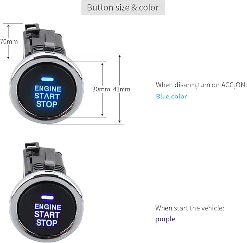 Miniatura 4 de EASYGUARD EC002-LB-NS Sistema de alarma de coche de código rodante con entrada pasiva sin llave, botón de parada, entrada de contraseña táctil,