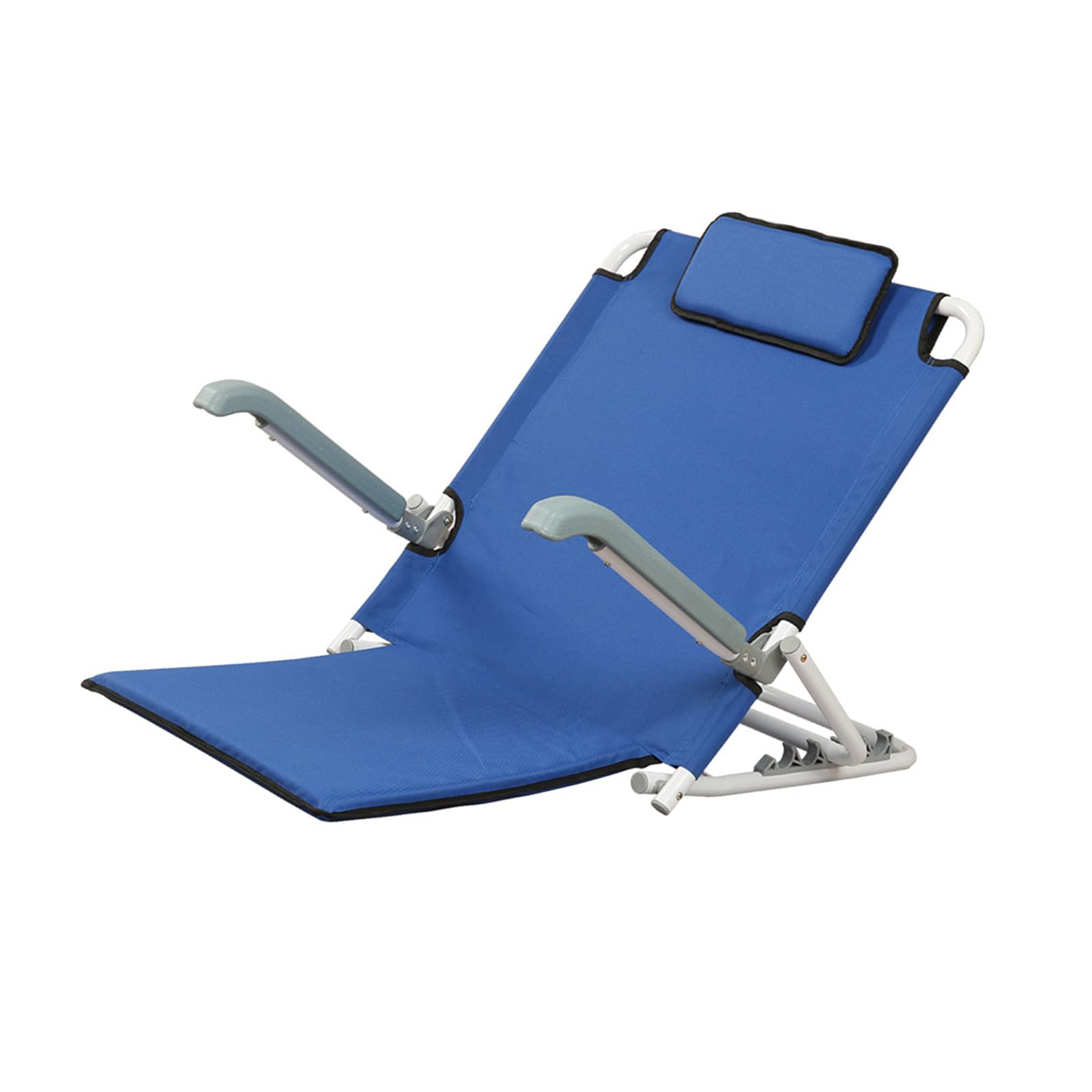Buxuaaaa Blue Cotton Padded A Foldable Backrest Chair Adjustable Angles & Comfortable Folding Lazy Chair For Bed Use For Home & Easy Carry Foldable Lounger